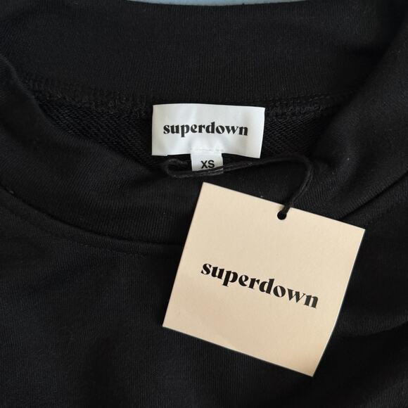 NWT Superdown Revolve Lana Sweatshirt Black Mini Dress - Picture 6 of 7